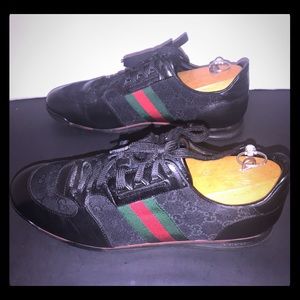 Gucci Black Guccissima Canvas & Leather Sneakers